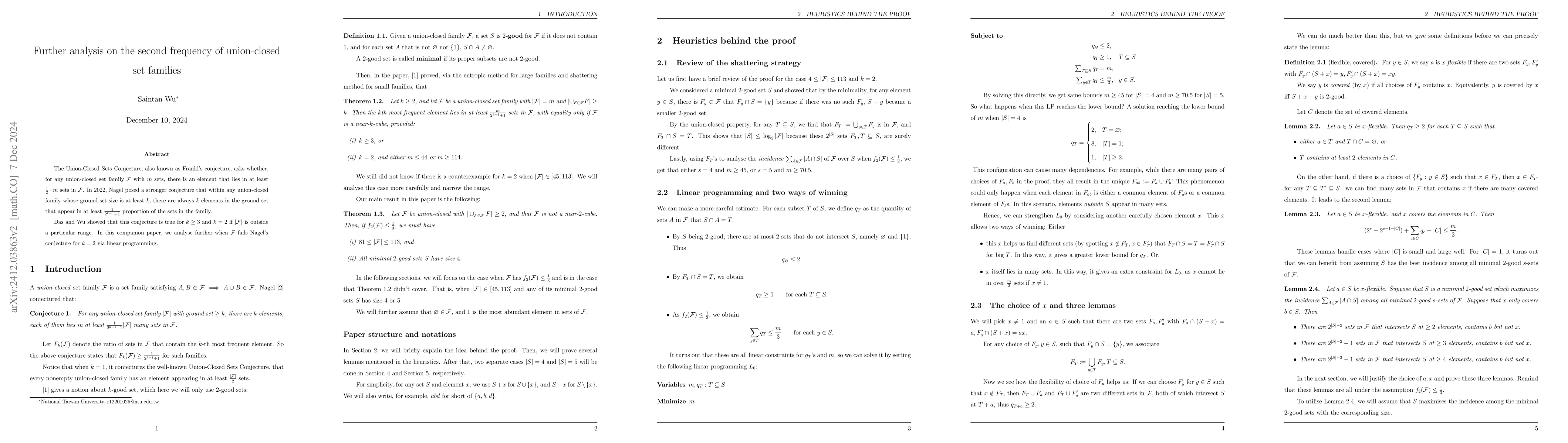 Thumbnail for Further analysis on the second frequency of union-closed set families