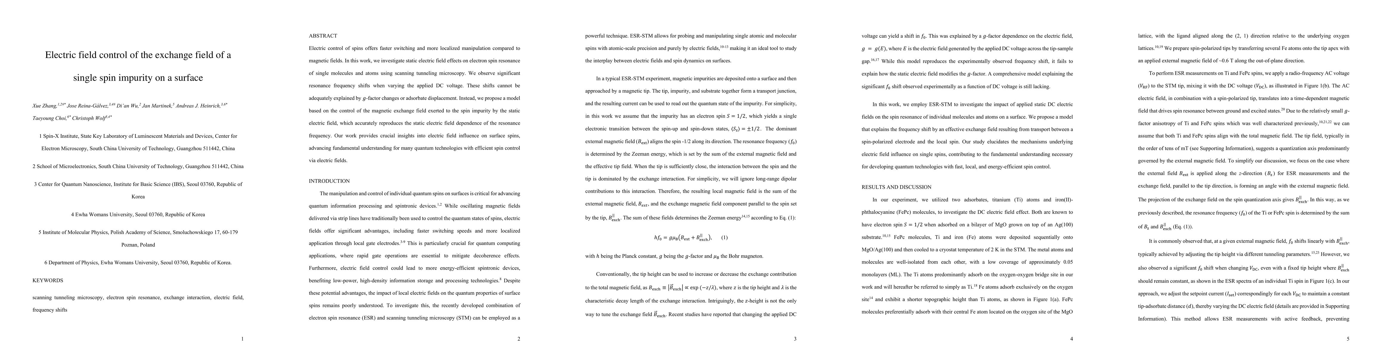 Thumbnail for Electric field control of the exchange field of a single spin impurity
  on a surface