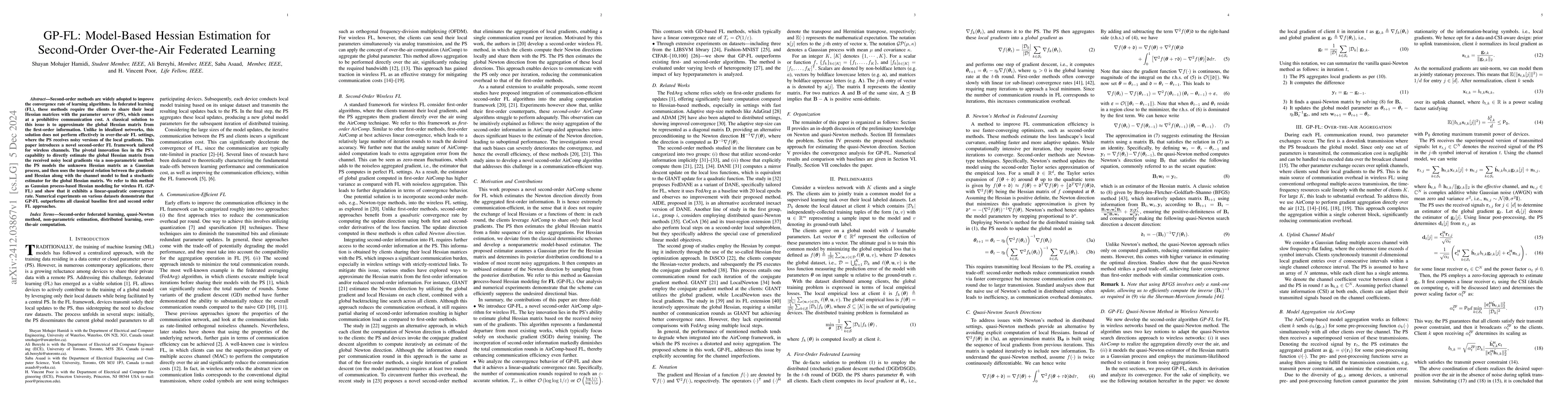 Thumbnail for GP-FL: Model-Based Hessian Estimation for Second-Order Over-the-Air
  Federated Learning
