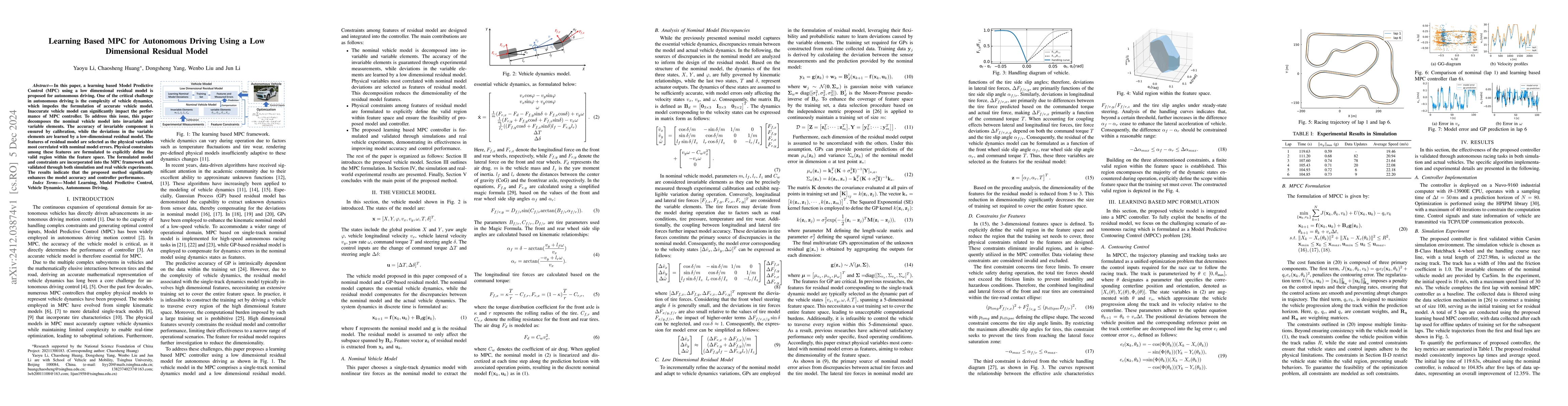 Thumbnail for Learning Based MPC for Autonomous Driving Using a Low Dimensional
  Residual Model