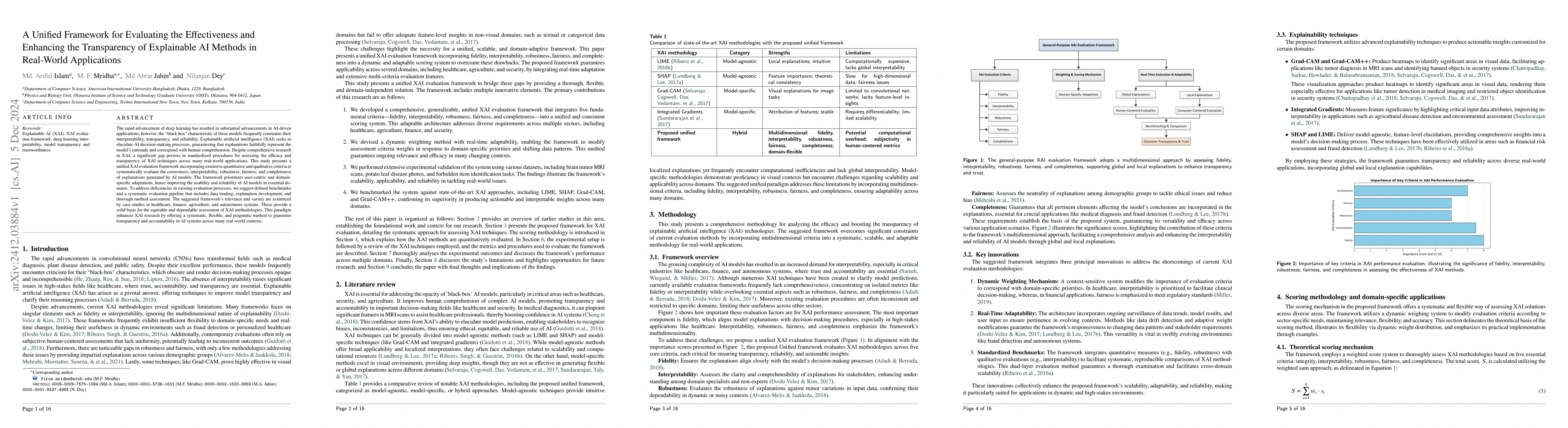 Thumbnail for A Unified Framework for Evaluating the Effectiveness and Enhancing the
  Transparency of Explainable AI Methods in Real-World Applications