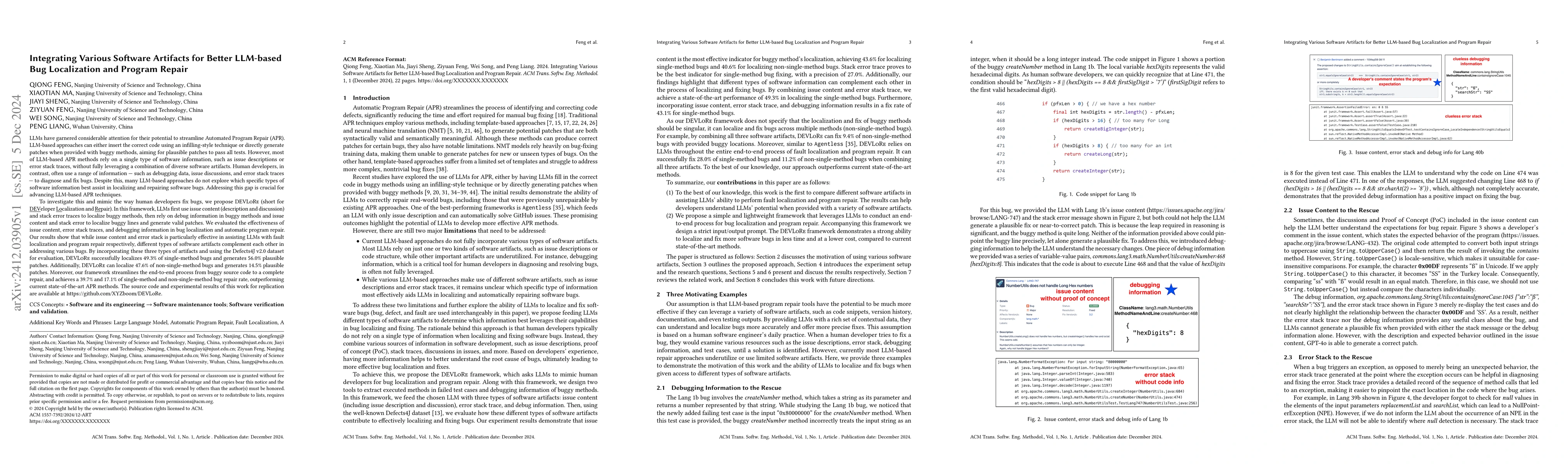 Thumbnail for Integrating Various Software Artifacts for Better LLM-based Bug
  Localization and Program Repair