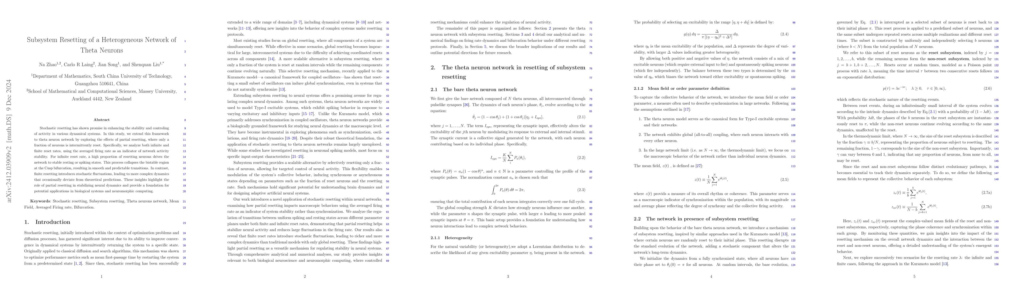 Thumbnail for Subsystem Resetting of a Heterogeneous Network of Theta Neurons
