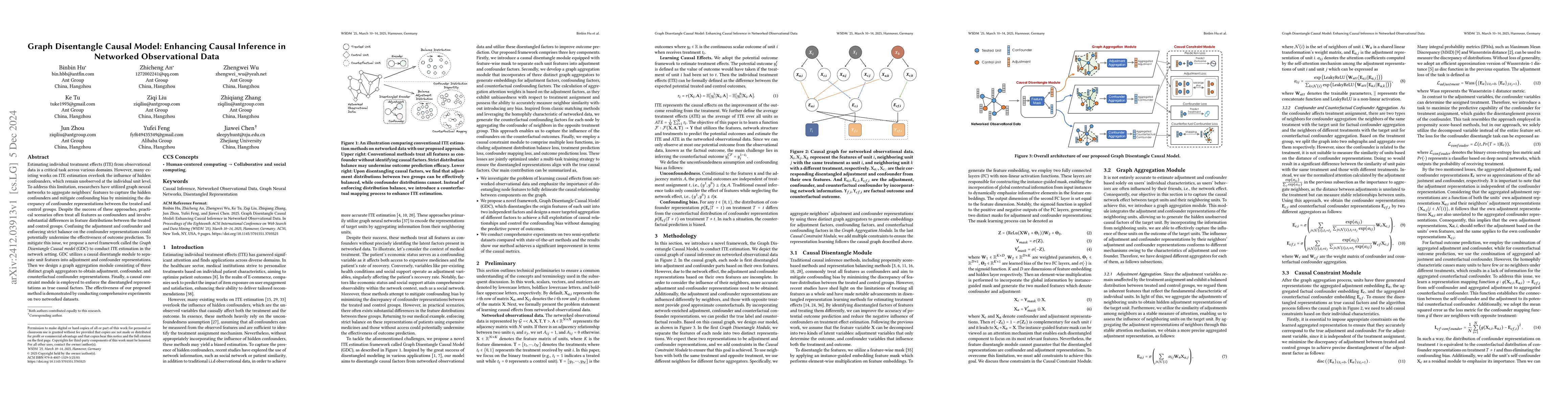 Thumbnail for Graph Disentangle Causal Model: Enhancing Causal Inference in Networked
  Observational Data