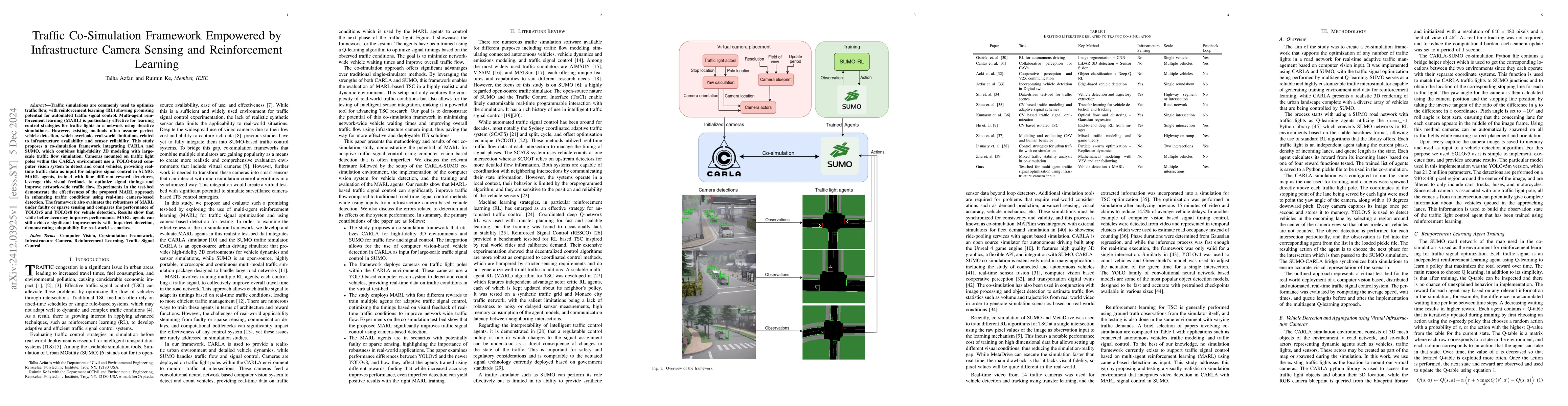 Thumbnail for Traffic Co-Simulation Framework Empowered by Infrastructure Camera
  Sensing and Reinforcement Learning
