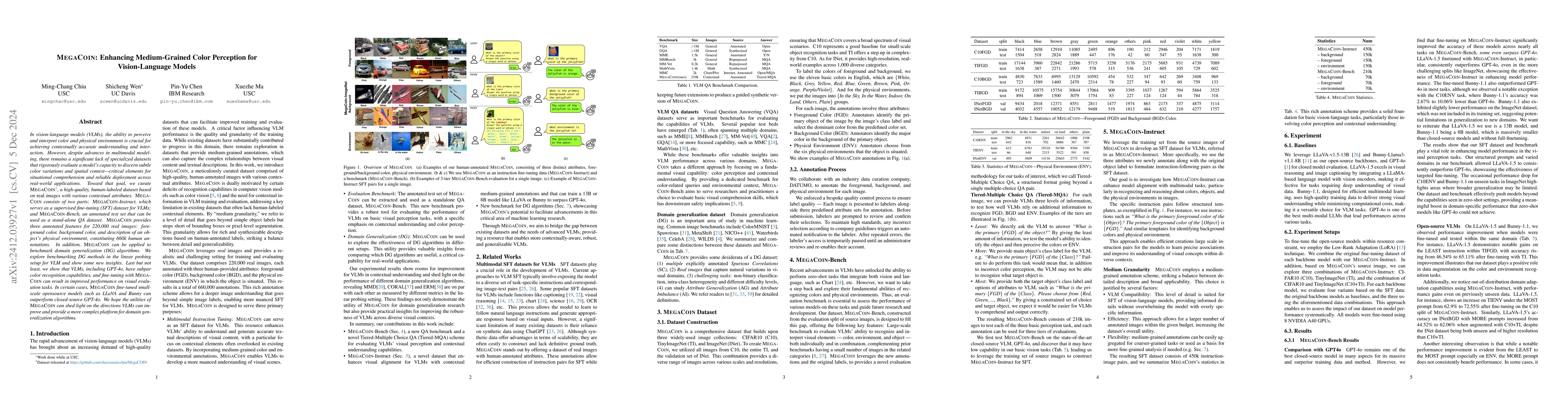 Thumbnail for MegaCOIN: Enhancing Medium-Grained Color Perception for Vision-Language
  Models