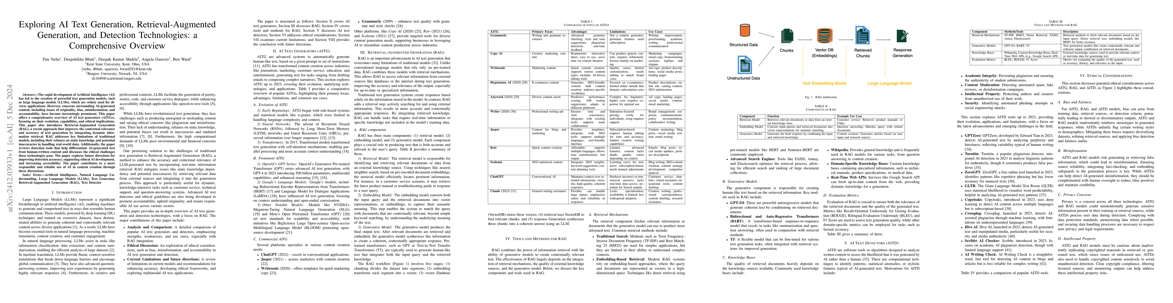 Thumbnail for Exploring AI Text Generation, Retrieval-Augmented Generation, and
  Detection Technologies: a Comprehensive Overview