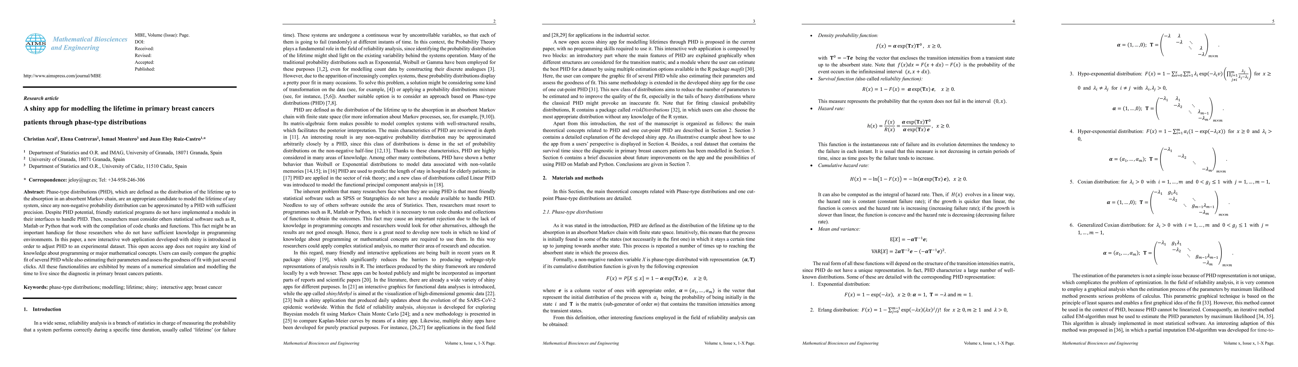 Thumbnail for A shiny app for modeling the lifetime in primary breast cancer patients
  through phase-type distributions