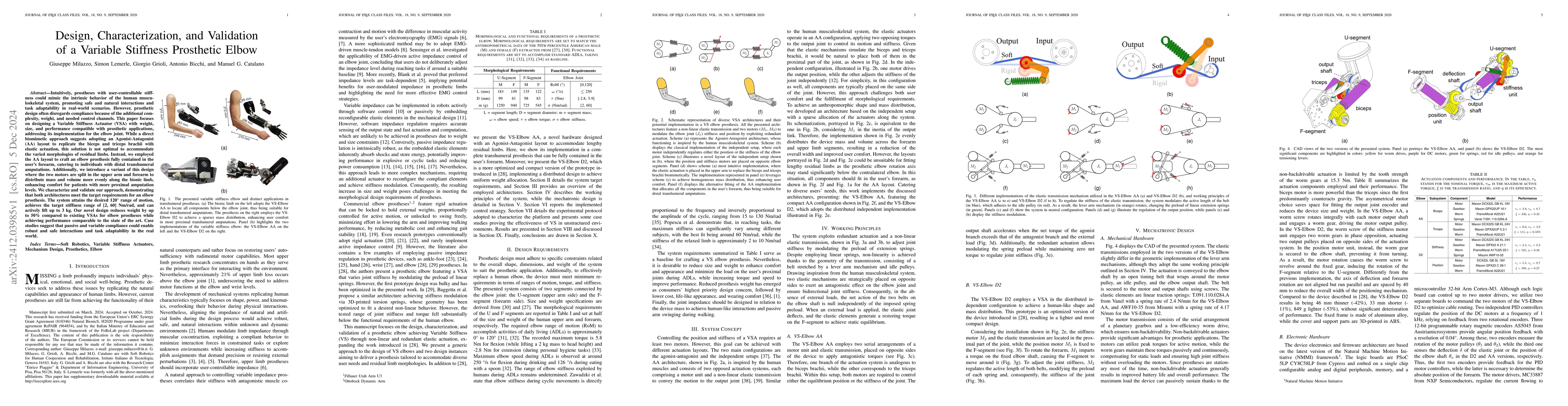 Thumbnail for Design, Characterization, and Validation of a Variable Stiffness
  Prosthetic Elbow