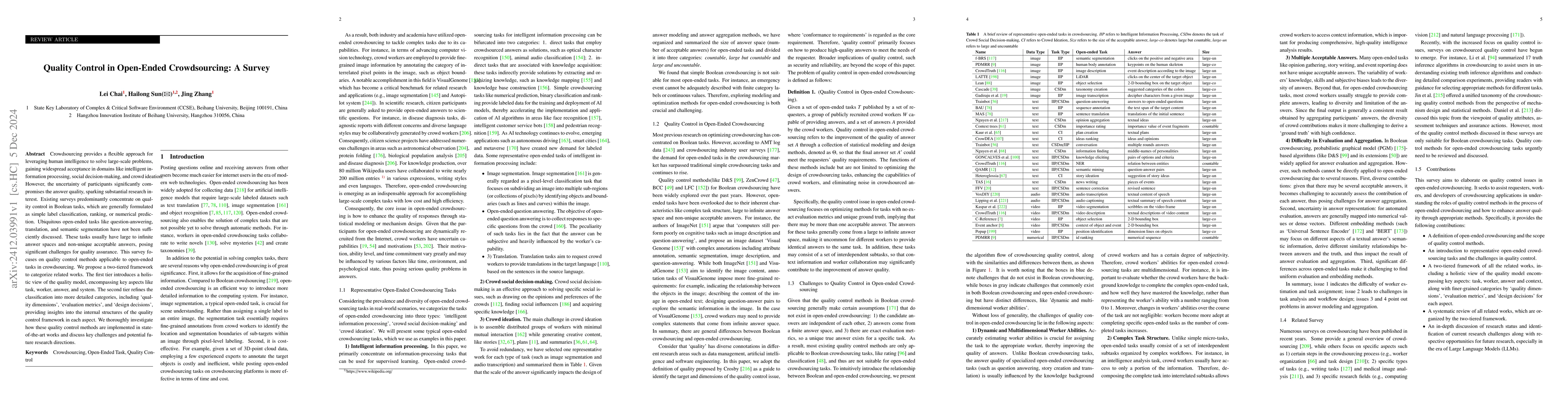 Thumbnail for Quality Control in Open-Ended Crowdsourcing: A Survey