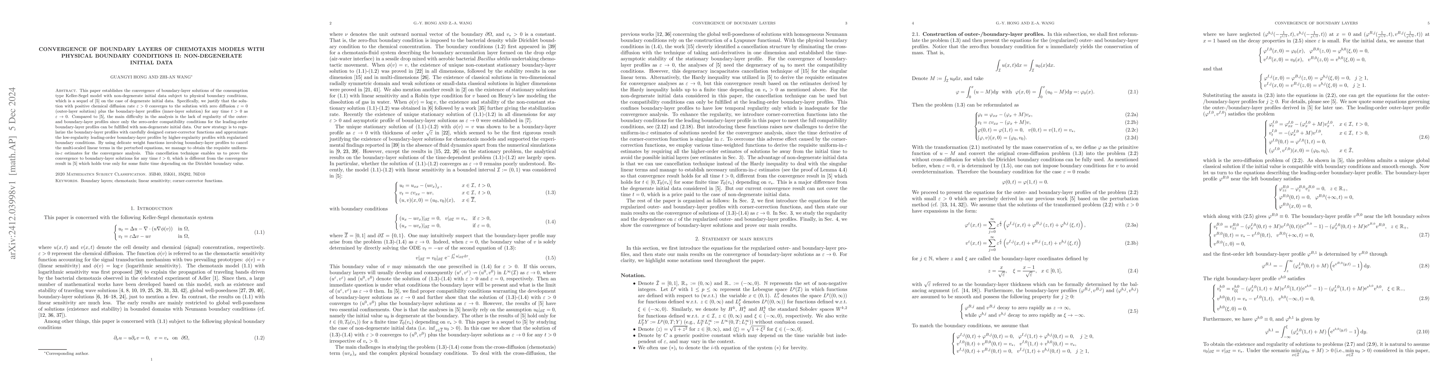 Thumbnail for Convergence of boundary layers of chemotaxis models with physical
  boundary conditions~II: Non-degenerate