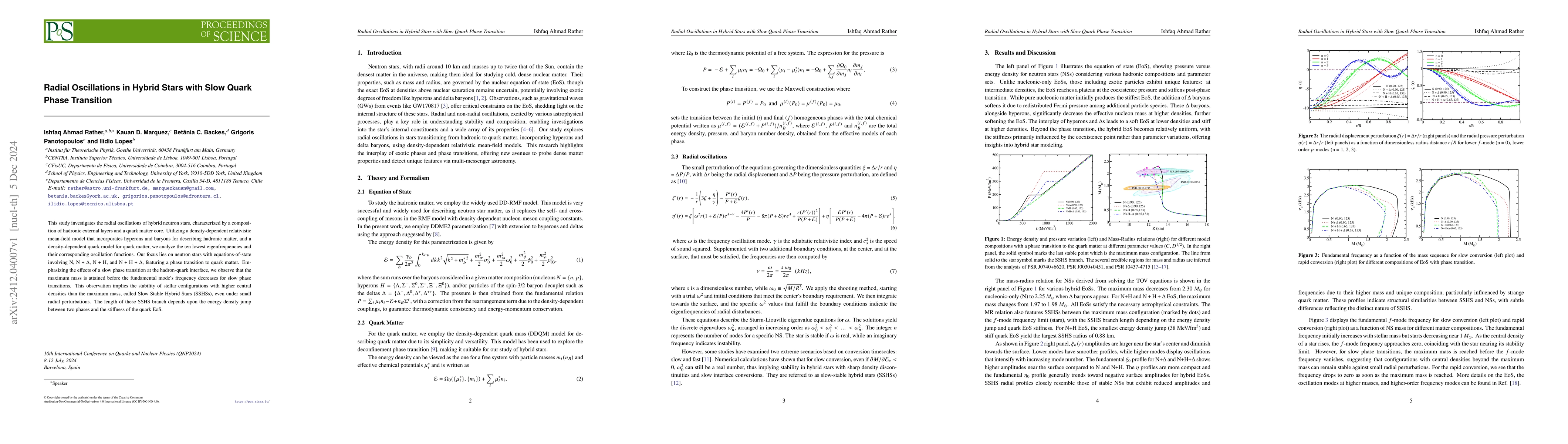 Thumbnail for Radial Oscillations in Hybrid Stars with Slow Quark Phase Transition