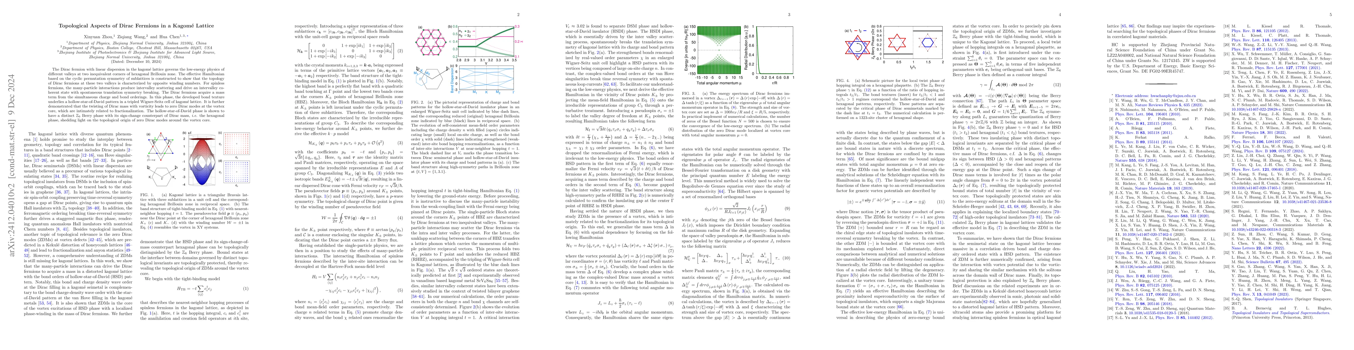 Thumbnail for Topological Aspects of Dirac Fermions in a Kagomé Lattice
