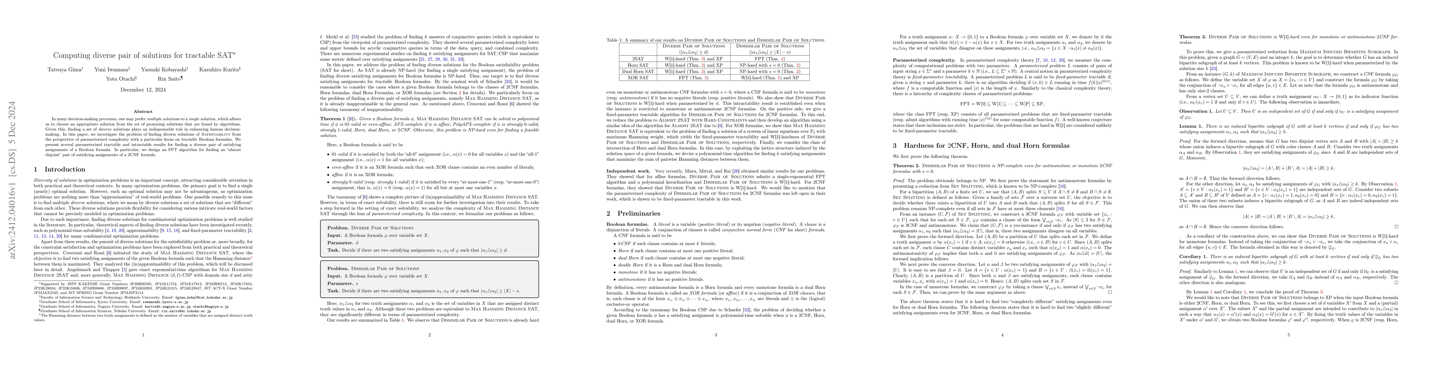 Thumbnail for Computing diverse pair of solutions for tractable SAT