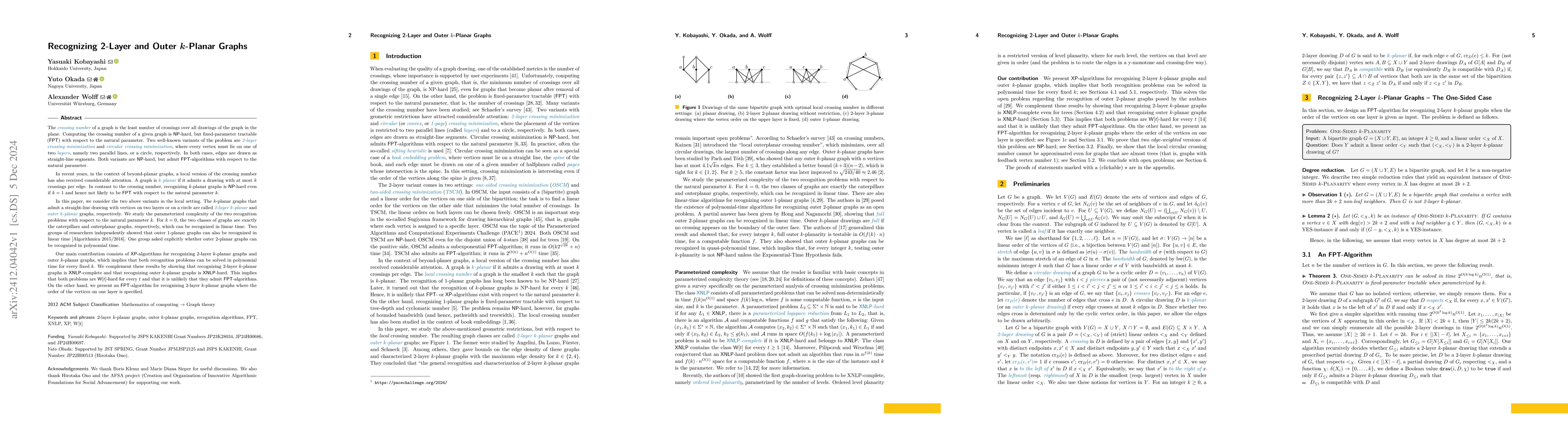 Thumbnail for Recognizing 2-Layer and Outer $k$-Planar Graphs