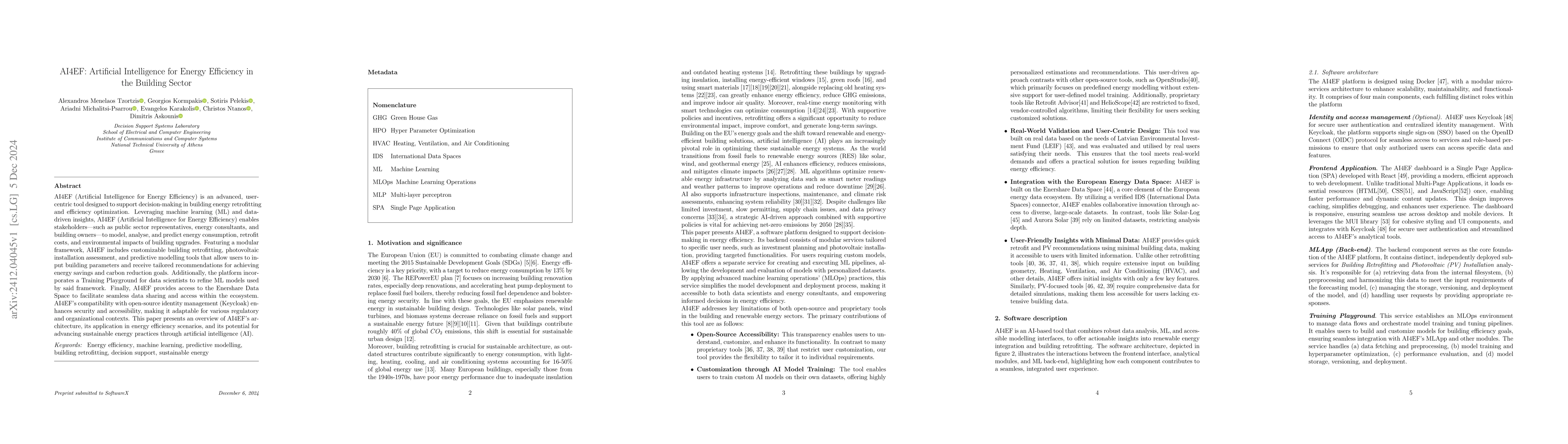 Thumbnail for AI4EF: Artificial Intelligence for Energy Efficiency in the Building
  Sector