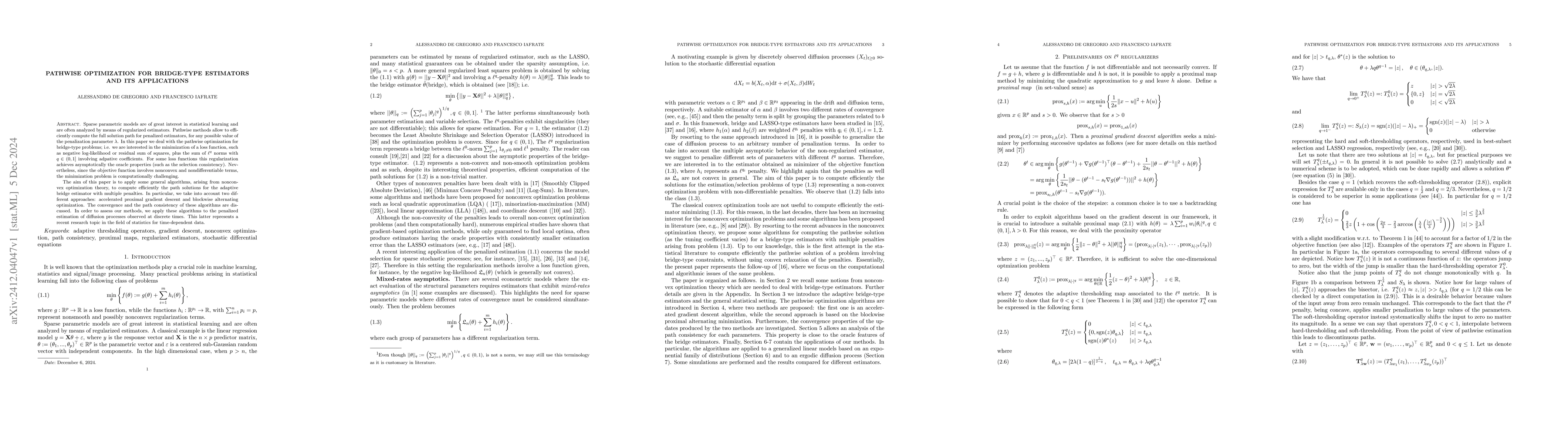 Thumbnail for Pathwise optimization for bridge-type estimators and its applications
