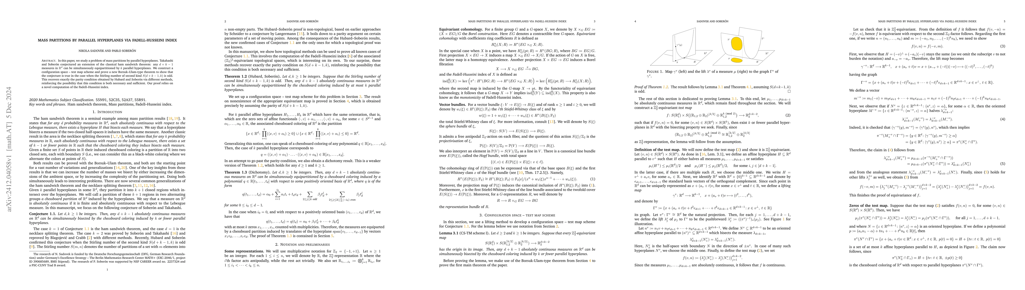 Thumbnail for Mass partitions by parallel hyperplanes via Fadell-Husseini index