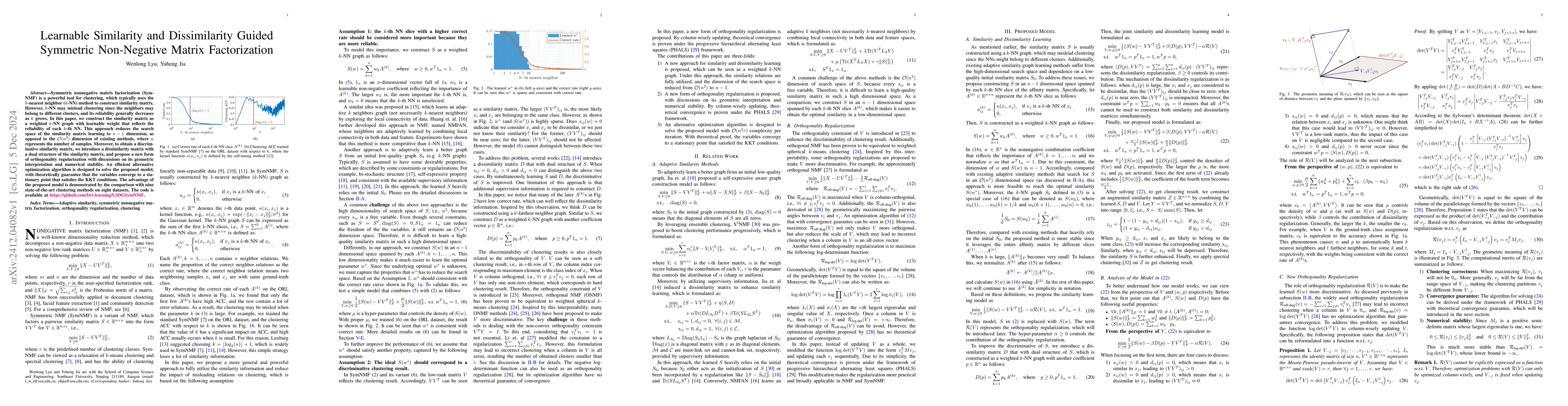Thumbnail for Learnable Similarity and Dissimilarity Guided Symmetric Non-Negative
  Matrix Factorization