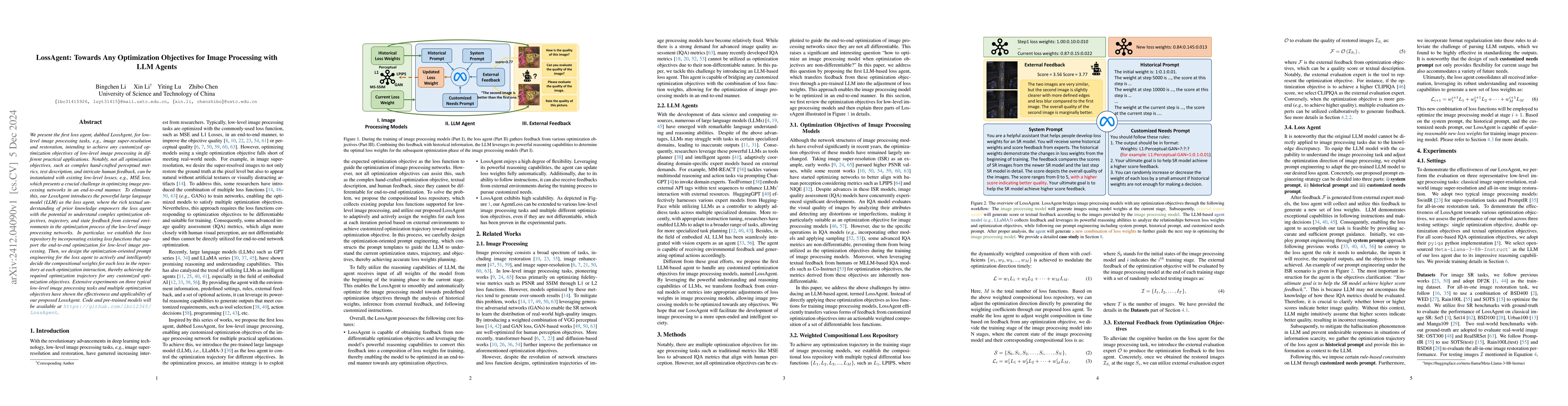 Thumbnail for LossAgent: Towards Any Optimization Objectives for Image Processing with
  LLM Agents