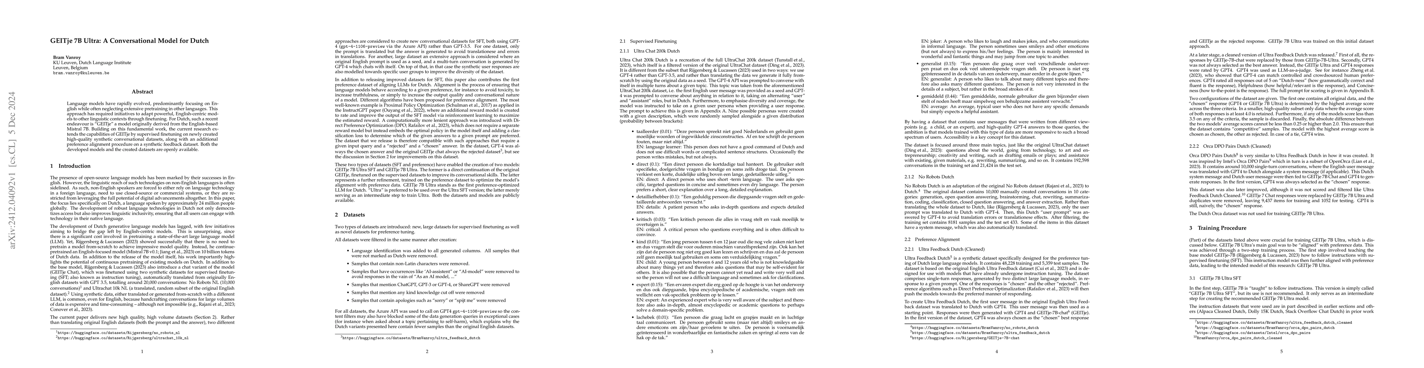Thumbnail for GEITje 7B Ultra: A Conversational Model for Dutch