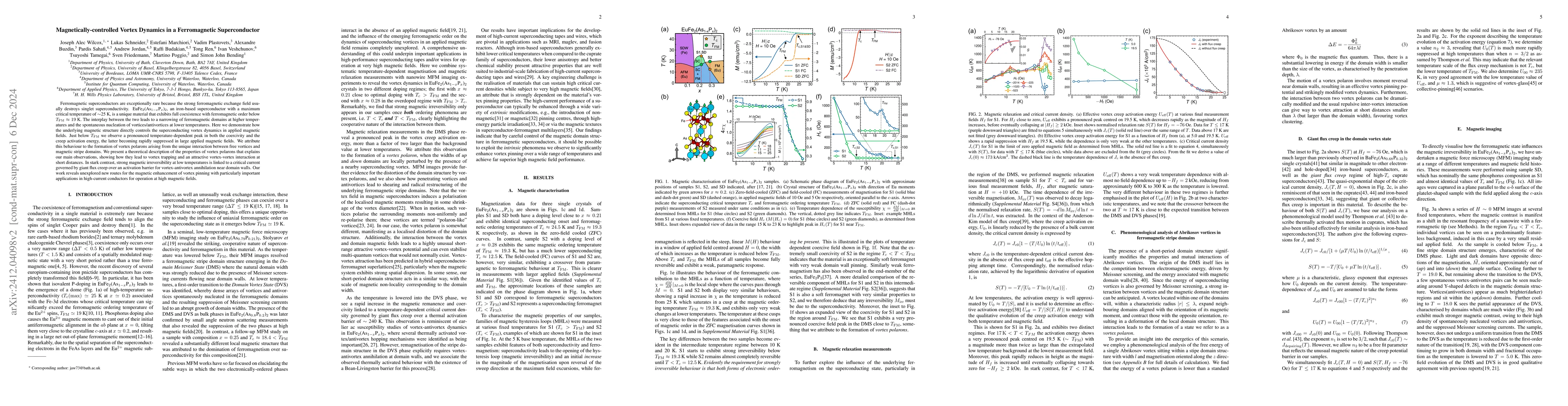 Thumbnail for Magnetically-controlled Vortex Dynamics in a Ferromagnetic
  Superconductor