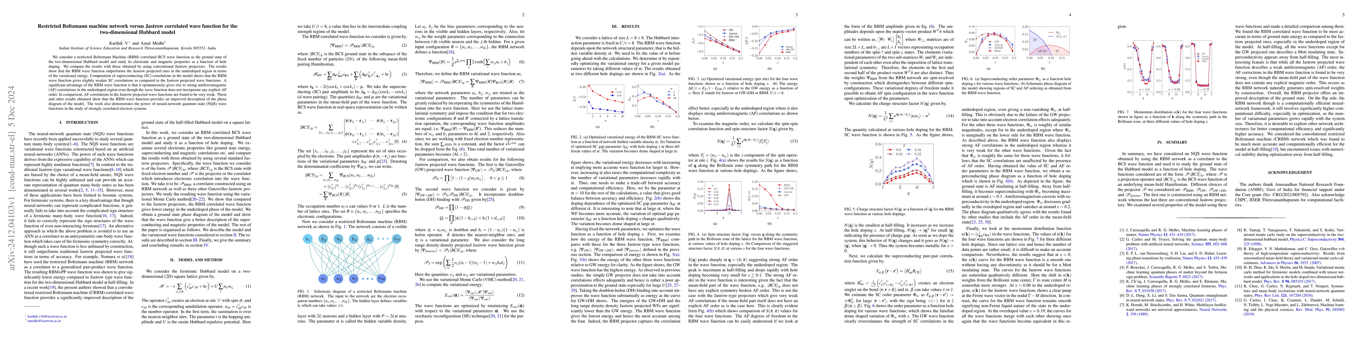 Thumbnail for Restricted Boltzmann machine network versus Jastrow correlated wave
  function for the two-dimensional Hubbard model