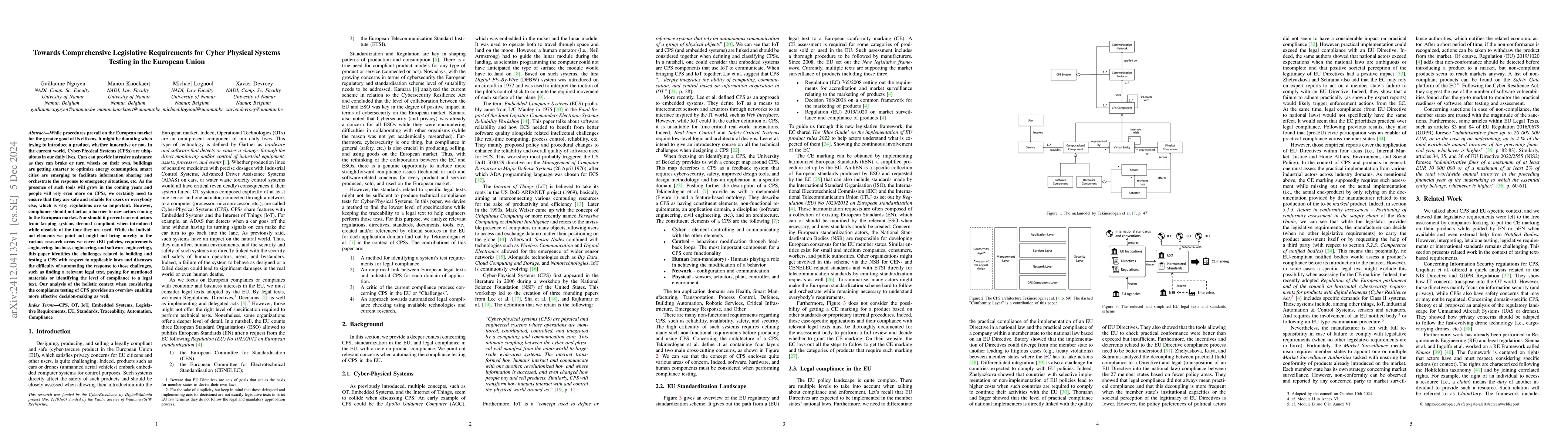 Thumbnail for Towards Comprehensive Legislative Requirements for Cyber Physical
  Systems Testing in the European Union