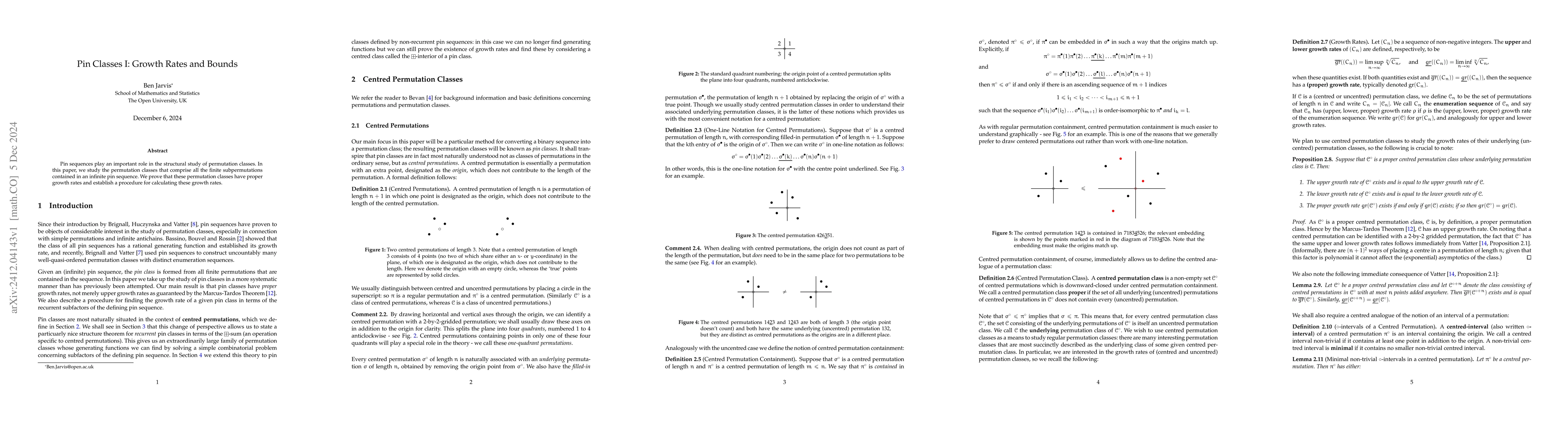 Thumbnail for Pin Classes I: Growth Rates and Bounds