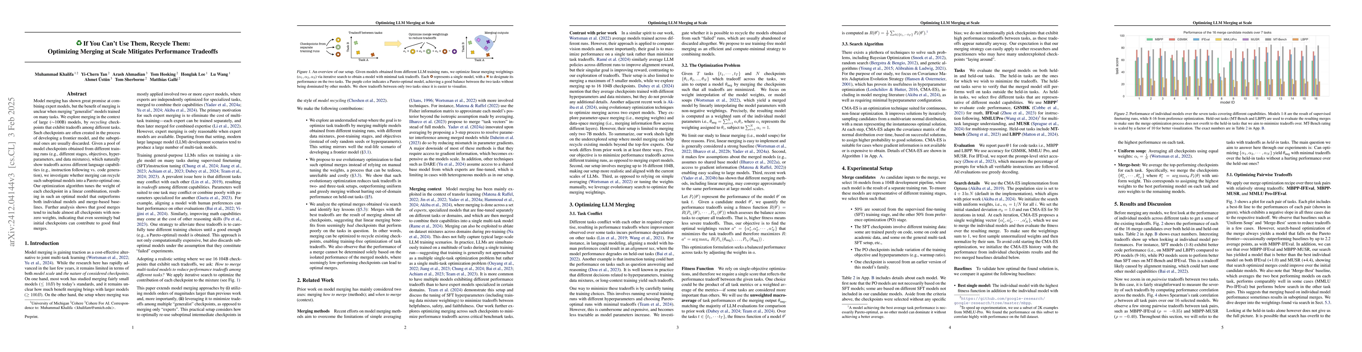 Thumbnail for If You Can't Use Them, Recycle Them: Optimizing Merging at Scale
  Mitigates Performance Tradeoffs