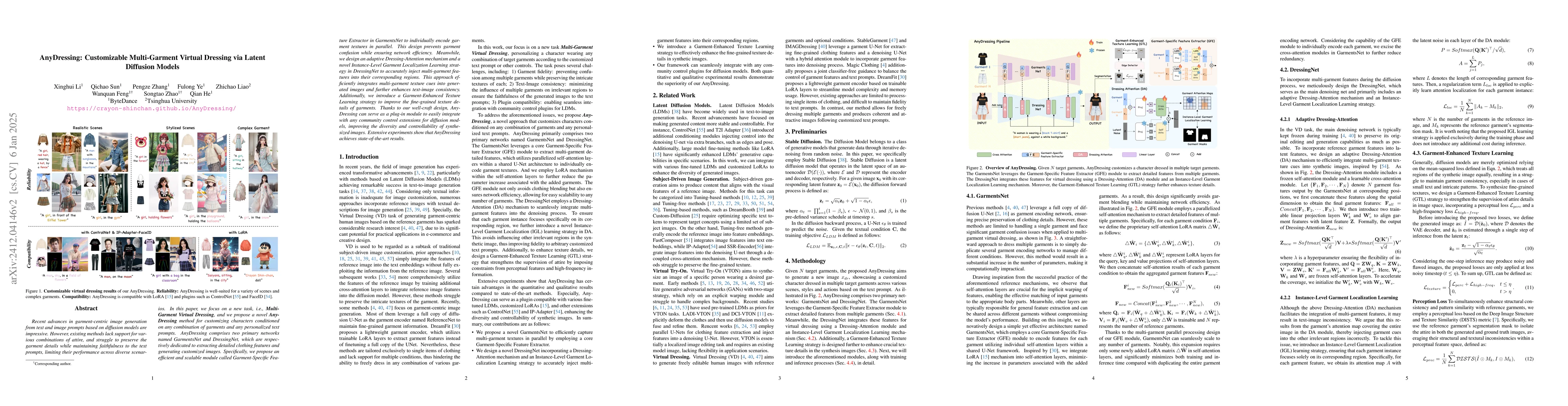 Thumbnail for AnyDressing: Customizable Multi-Garment Virtual Dressing via Latent
  Diffusion Models