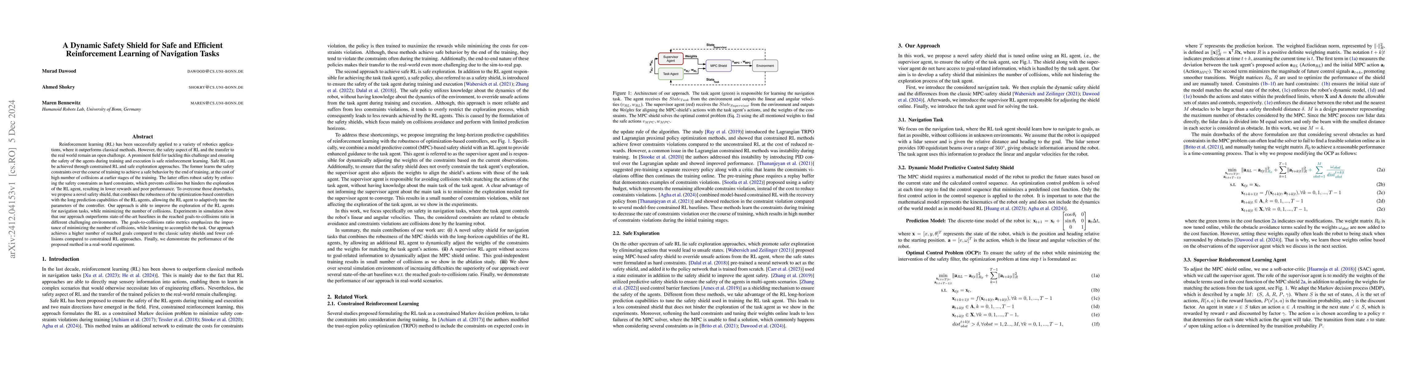 Thumbnail for A Dynamic Safety Shield for Safe and Efficient Reinforcement Learning of
  Navigation Tasks
