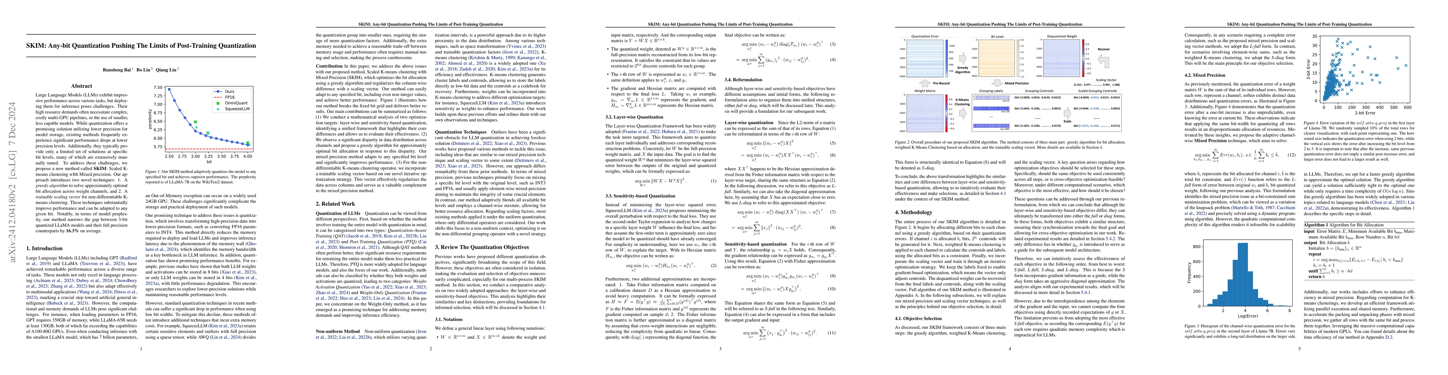 Thumbnail for SKIM: Any-bit Quantization Pushing The Limits of Post-Training
  Quantization