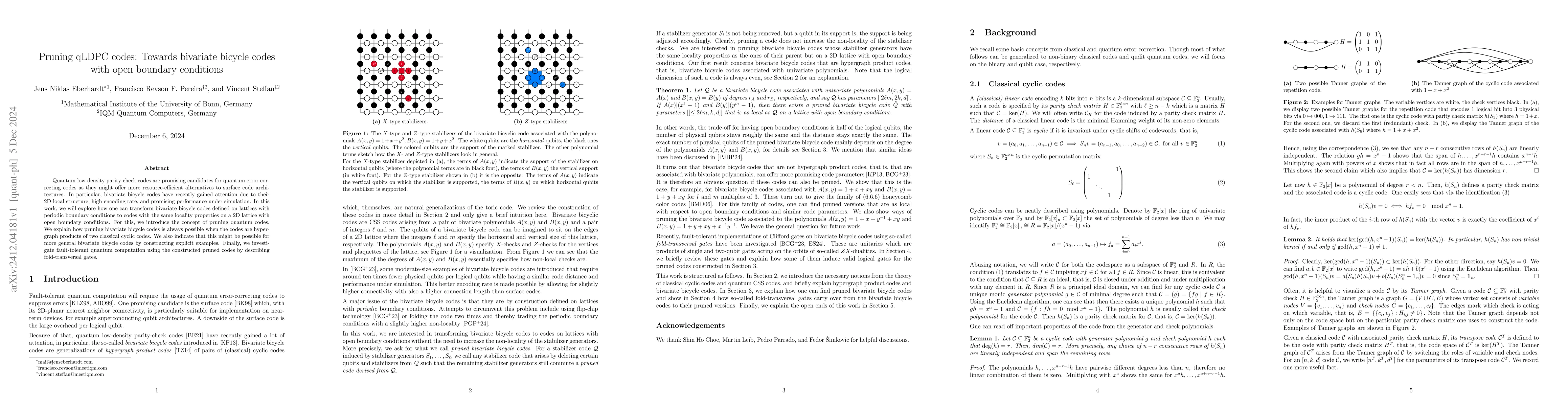 Thumbnail for Pruning qLDPC codes: Towards bivariate bicycle codes with open boundary
  conditions