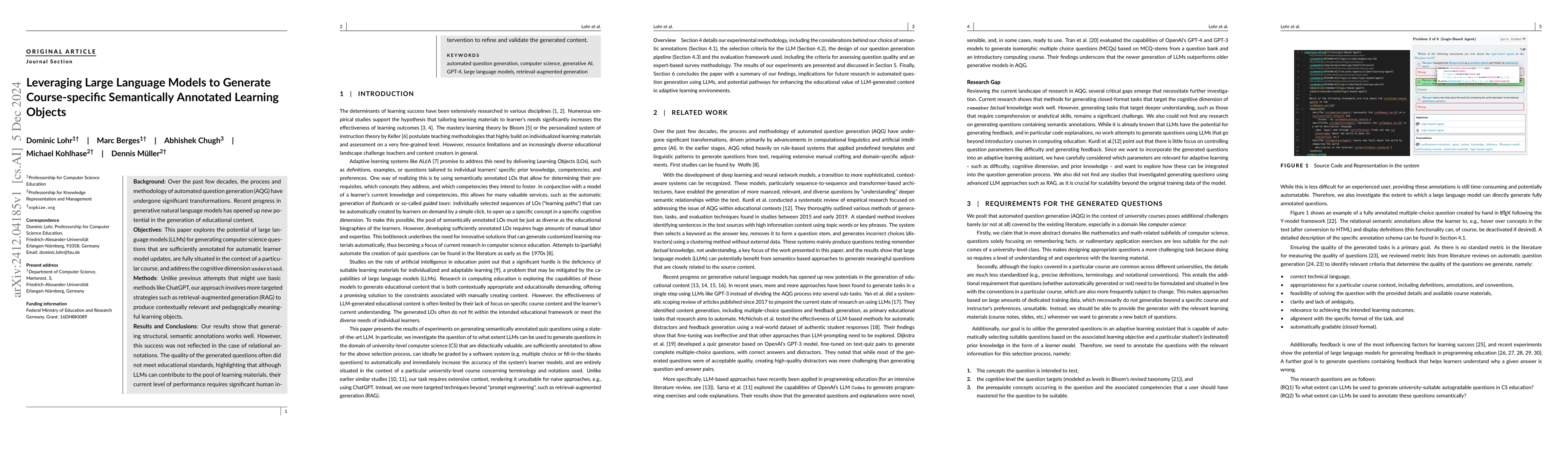 Thumbnail for Leveraging Large Language Models to Generate Course-specific
  Semantically Annotated Learning Objects