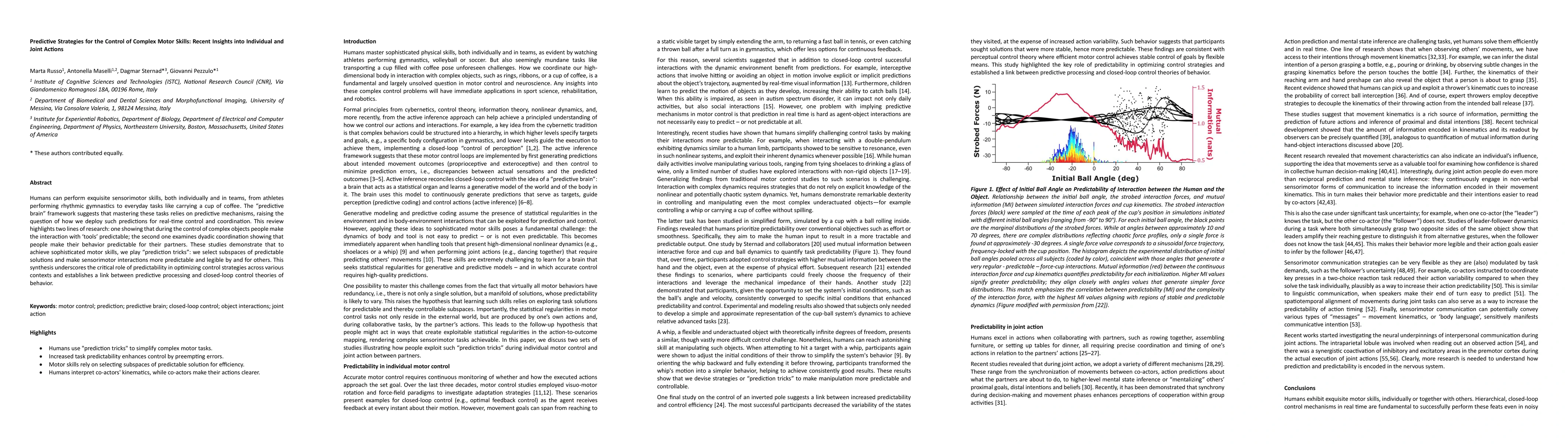 Thumbnail for Predictive Strategies for the Control of Complex Motor Skills: Recent
  Insights into Individual and Joint Actions