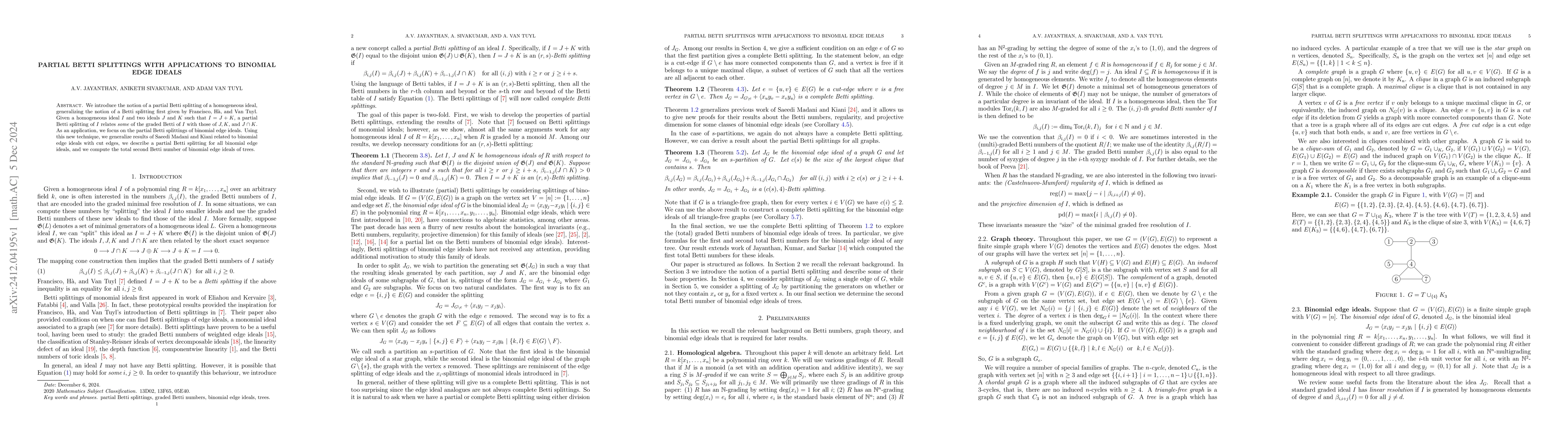 Thumbnail for Partial Betti splittings with applications to binomial edge ideals