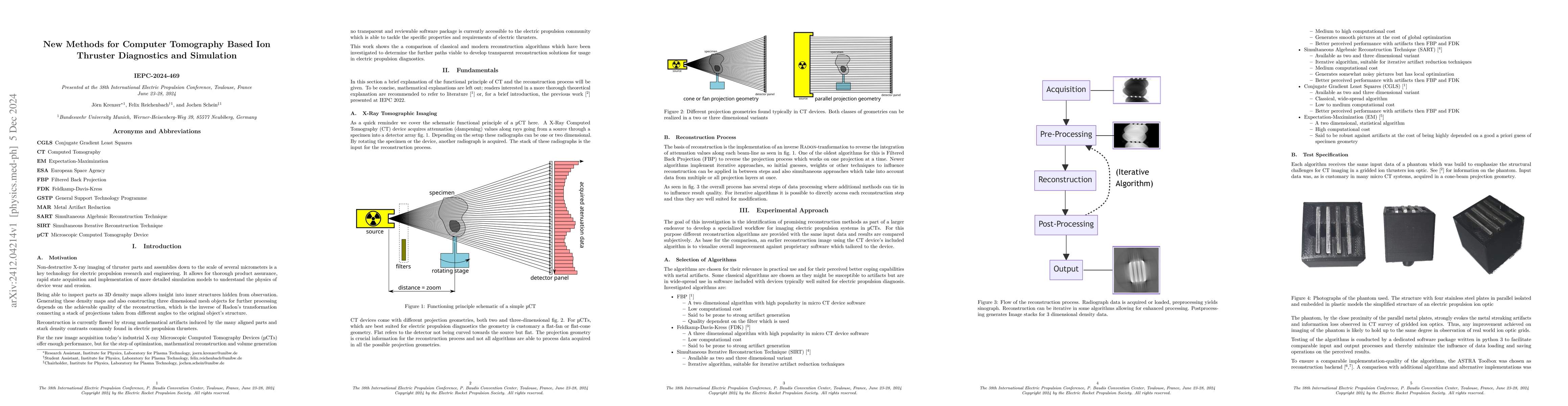 Thumbnail for New Methods for Computer Tomography Based Ion Thruster Diagnostics and
  Simulation