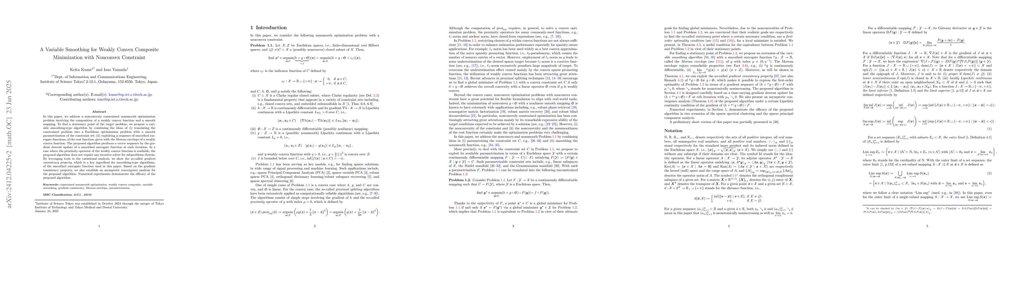 Thumbnail for A Variable Smoothing for Weakly Convex Composite Minimization with
  Nonconvex Constraint