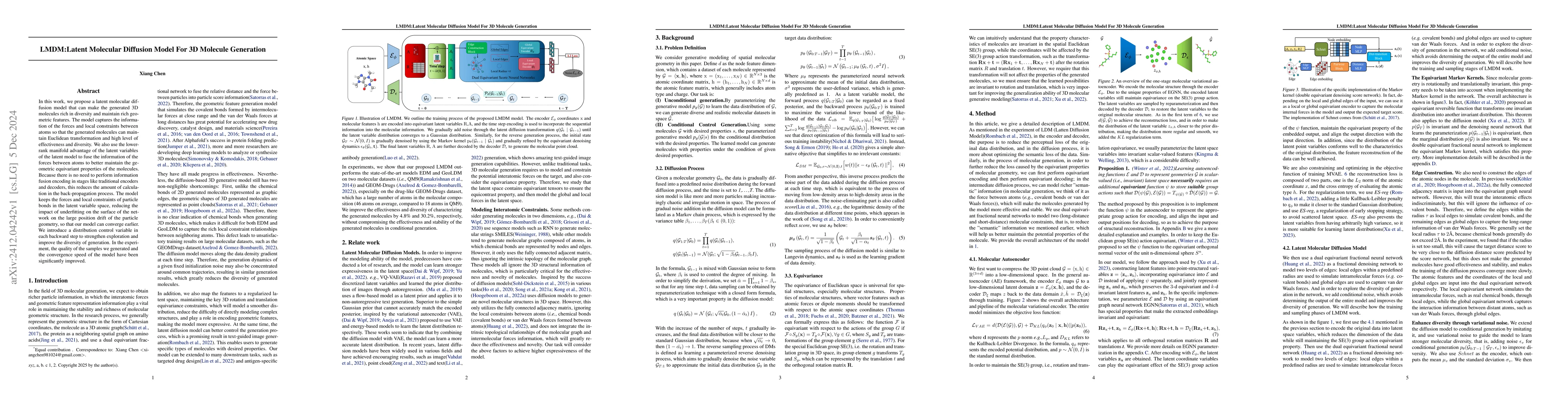 Thumbnail for LMDM:Latent Molecular Diffusion Model For 3D Molecule Generation