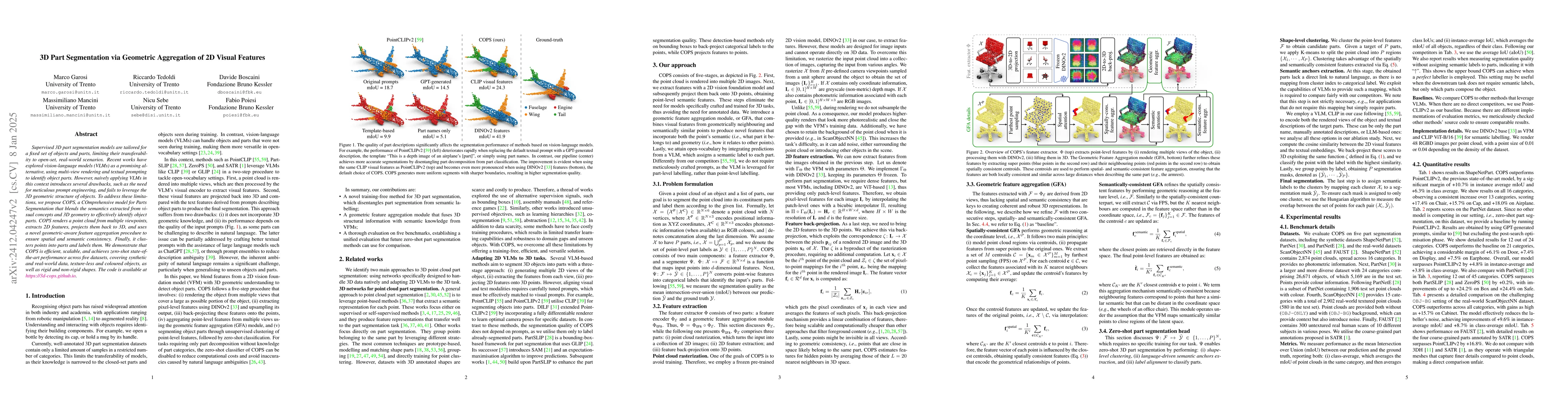 Thumbnail for 3D Part Segmentation via Geometric Aggregation of 2D Visual Features