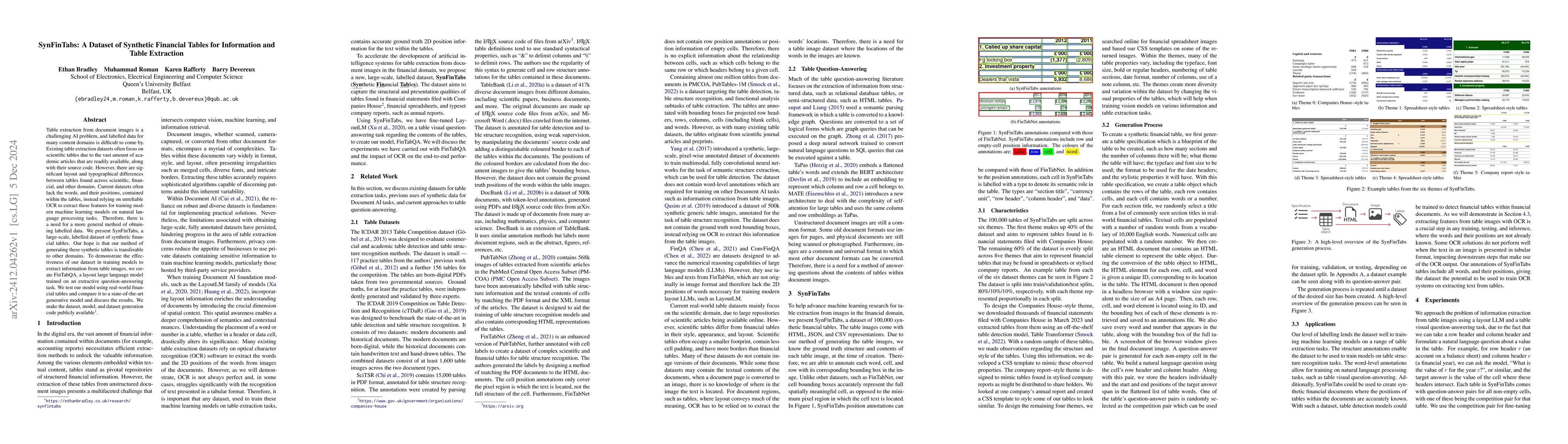 Thumbnail for SynFinTabs: A Dataset of Synthetic Financial Tables for Information and
  Table Extraction