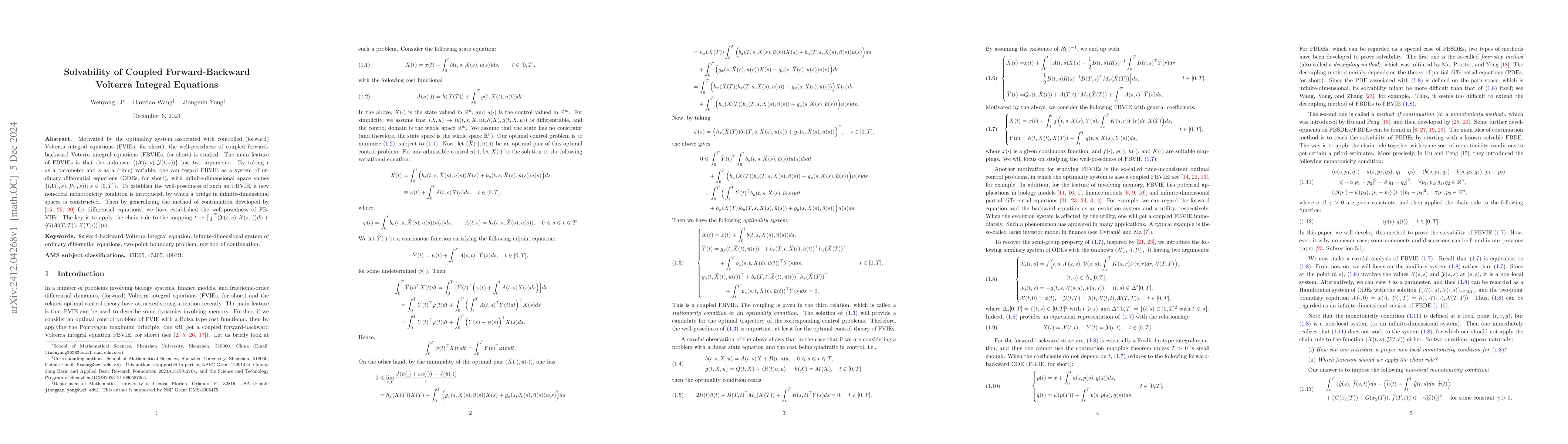 Thumbnail for Solvability of Coupled Forward-Backward Volterra Integral Equations