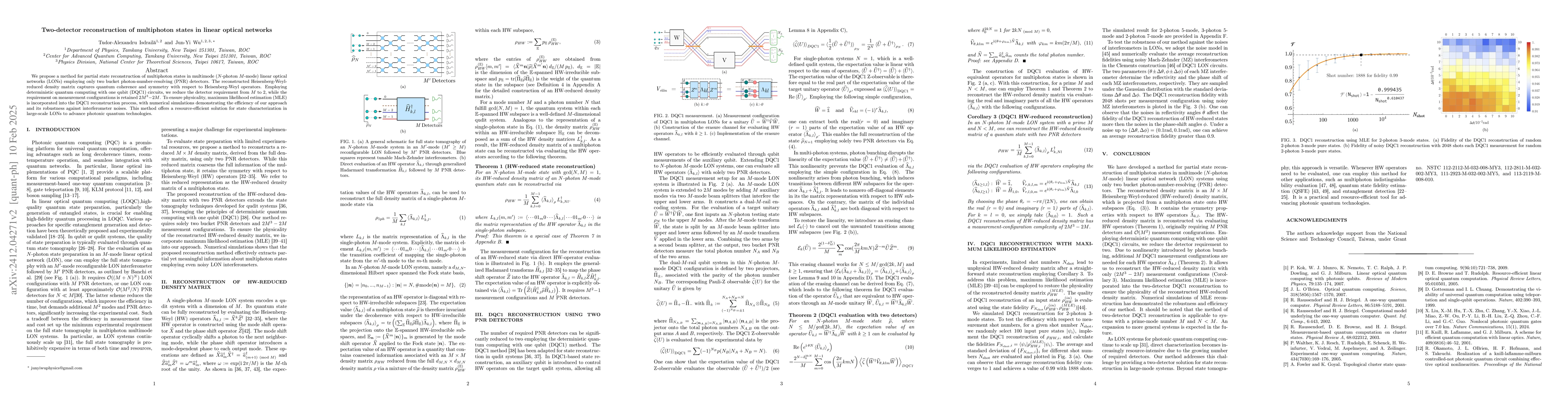 Thumbnail for Two-detector reconstruction of multiphoton states in linear optical
  networks