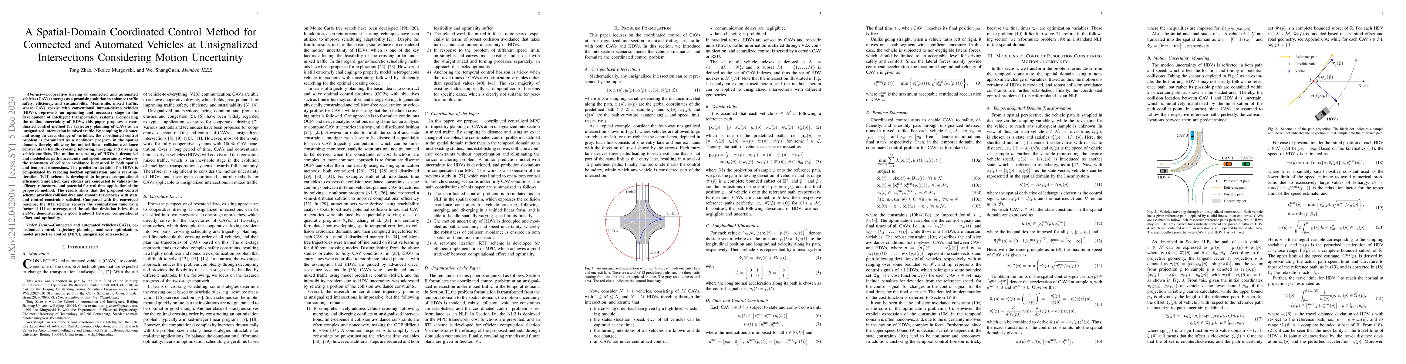 Thumbnail for A Spatial-Domain Coordinated Control Method for Connected and Automated
  Vehicles at Unsignalized Intersections Considering Motion Uncertainty