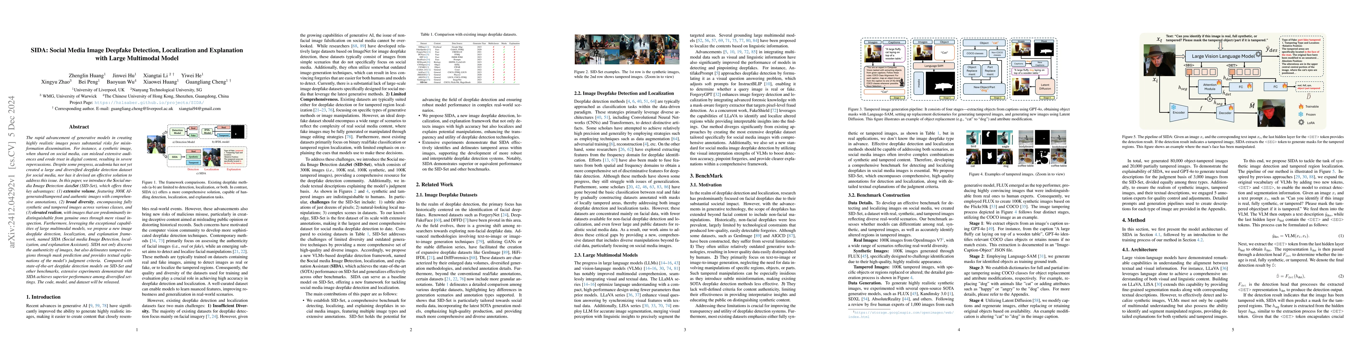 Thumbnail for SIDA: Social Media Image Deepfake Detection, Localization and
  Explanation with Large Multimodal Model