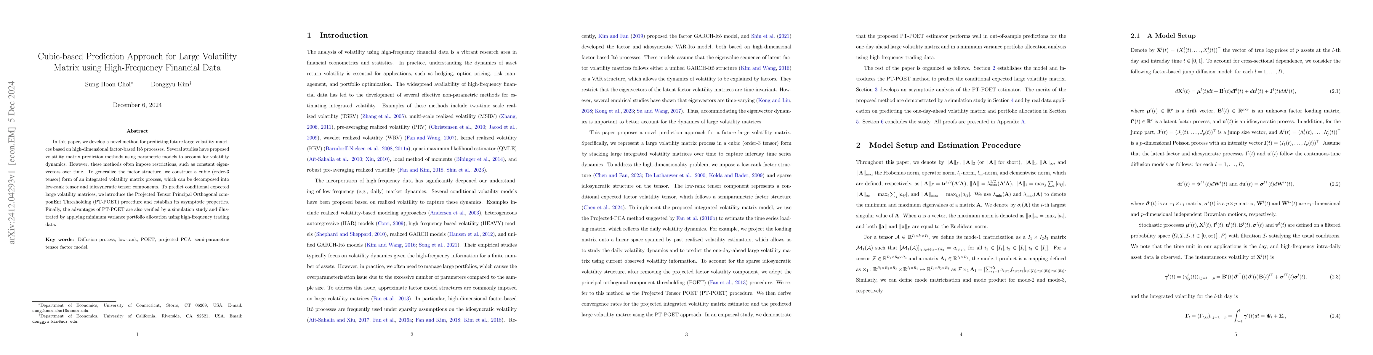 Thumbnail for Cubic-based Prediction Approach for Large Volatility Matrix using
  High-Frequency Financial Data