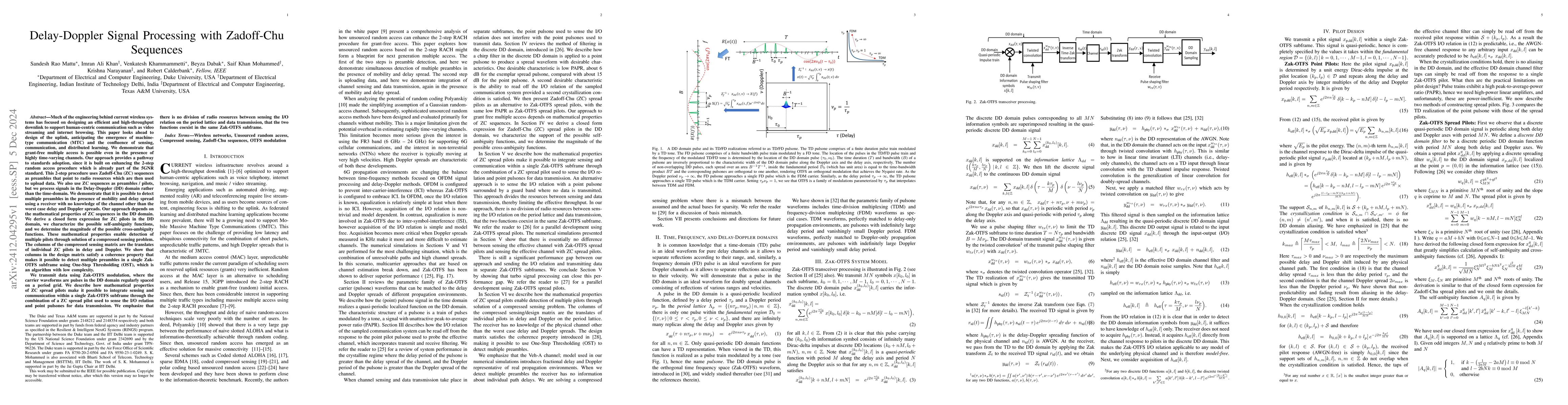 Thumbnail for Delay-Doppler Signal Processing with Zadoff-Chu Sequences