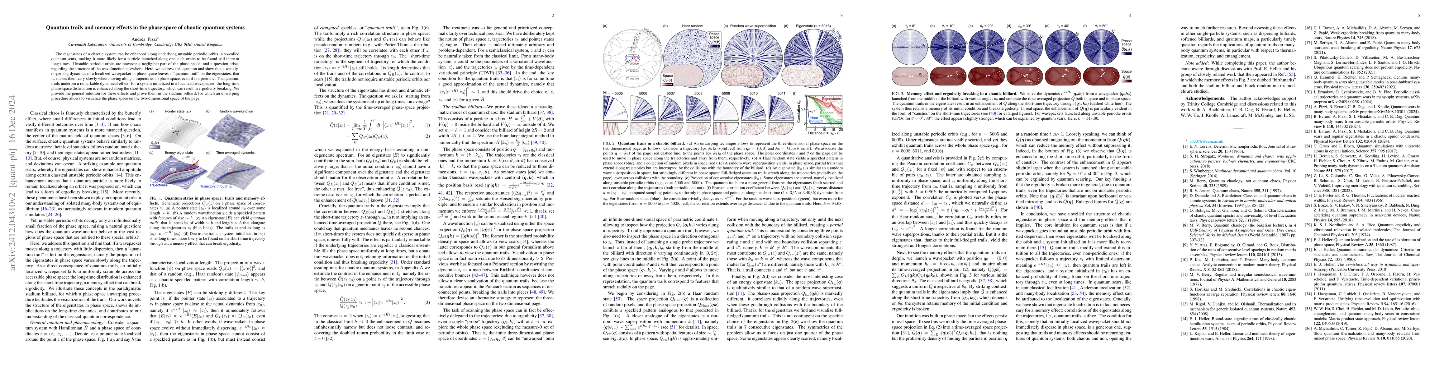 Thumbnail for Quantum trails and memory effects in the phase space of chaotic quantum
  systems