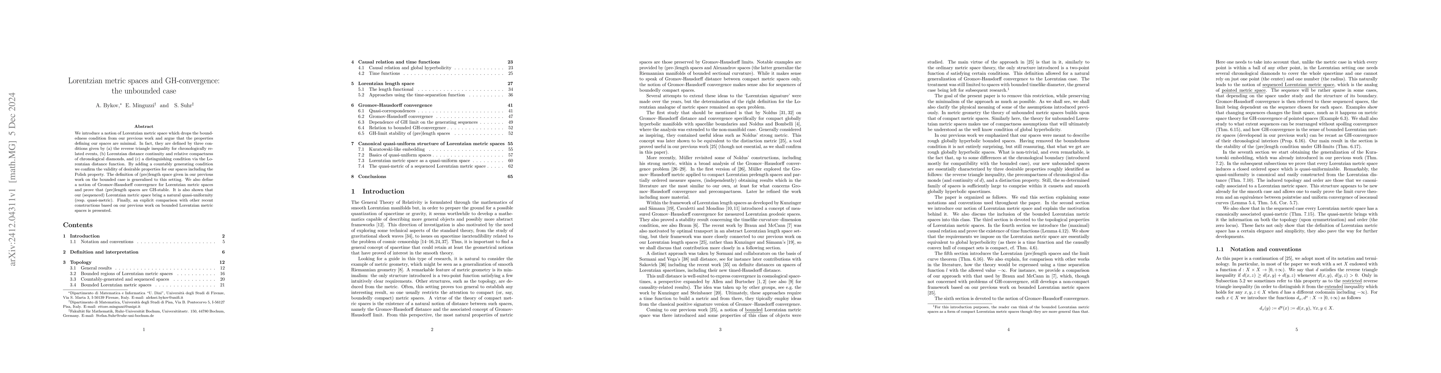 Thumbnail for Lorentzian metric spaces and GH-convergence: the unbounded case